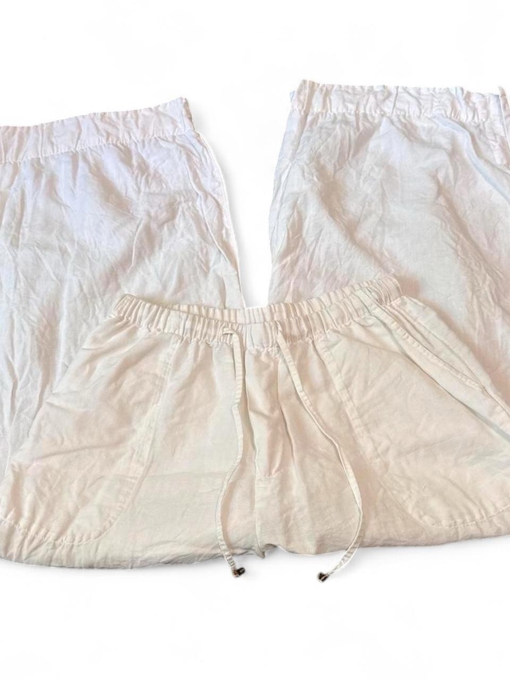 Free People White Wide Leg Linen / Cotton Blend Pants